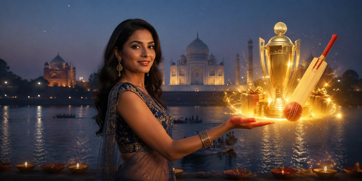 Taj Mahal view with casino style cricket betting overlay