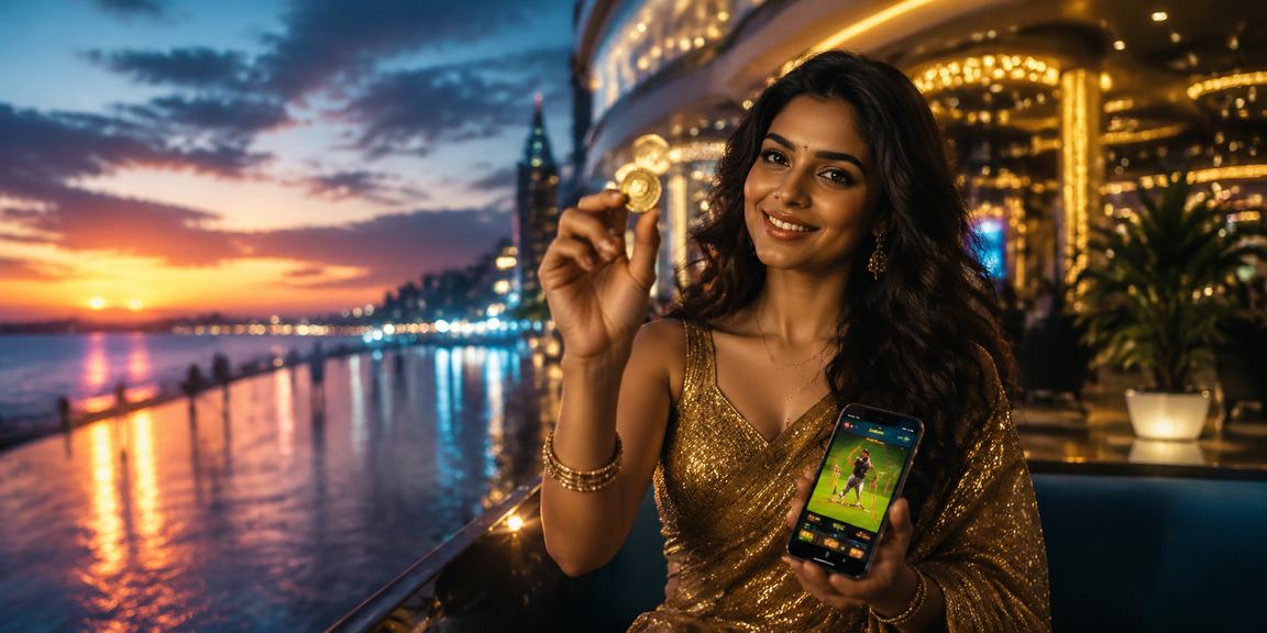 Neon lights at Chennai Marina Beach with cricket betting theme